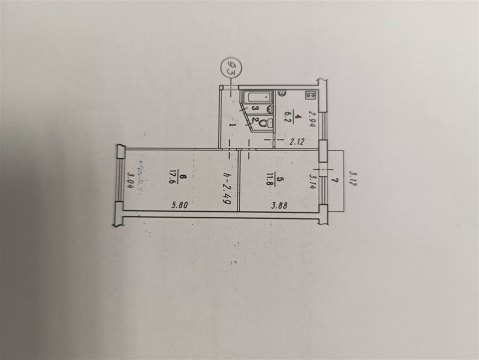 2-к квартира, 2/5 эт., 43м²