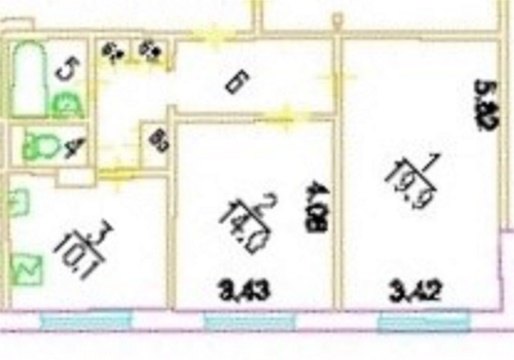 2-к квартира, 17/22 эт., 58м²