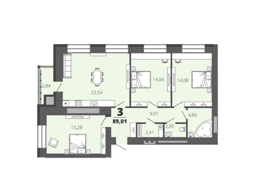 3-к квартира, 4/16 эт., 86м²