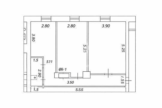 2-к квартира, 2/5 эт., 55м²